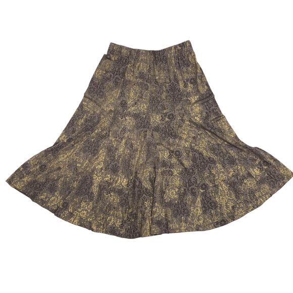Vintage Chicos Womens Size 2 Gold Foil Print Stretch Flowy Skirt - Picture 5 of 6